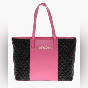 NWOT Love Moschino Quilted Tote Black Pink
